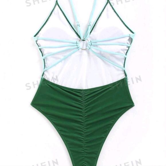 SHEIN Swim SXY Summer Beach Ombre Harness One Piece Swimsuit - Picture 4 of 4